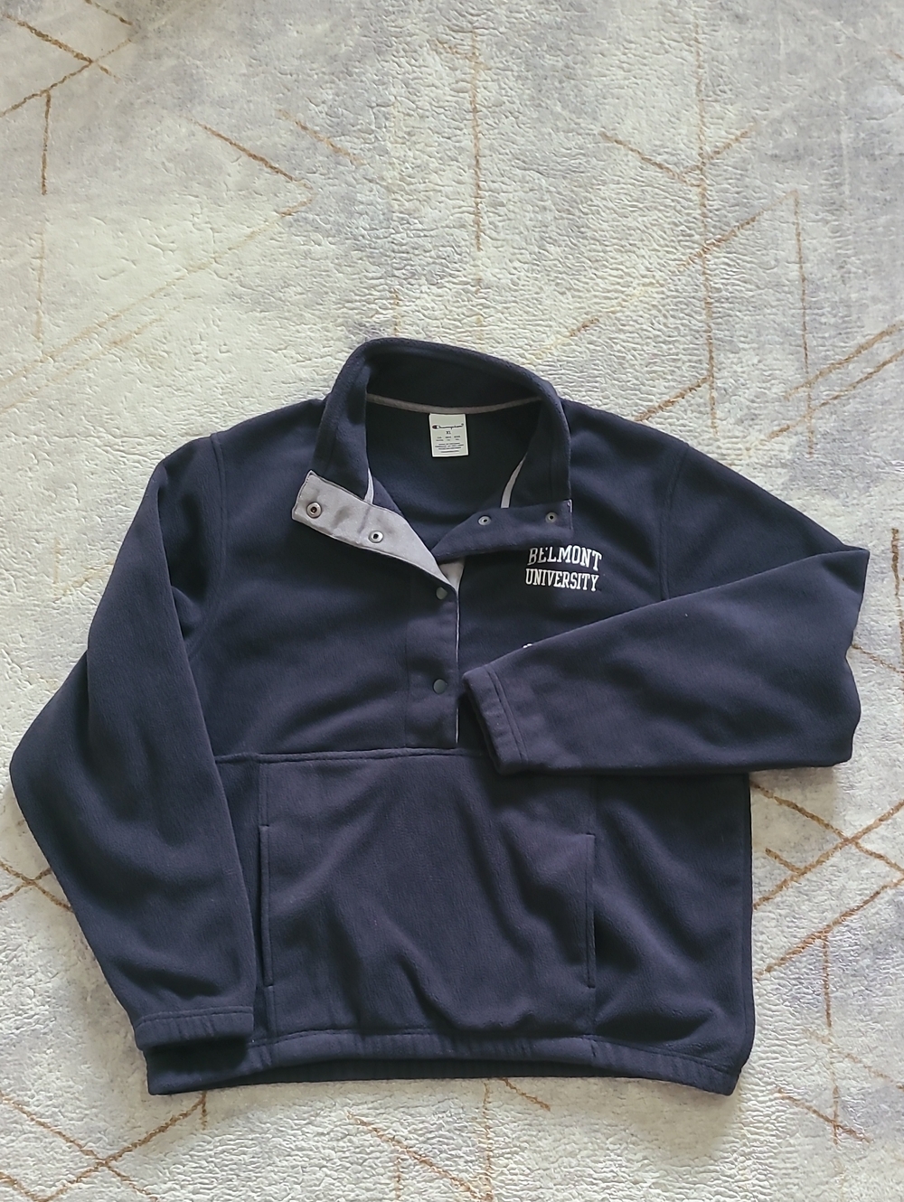 Champion Belmont University Fleece Pullover Unisex XL Navy Snap Front College
